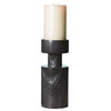 Elegant Black Marble Round Reversible Pillar Candle Holder Vase Minimalist Stone