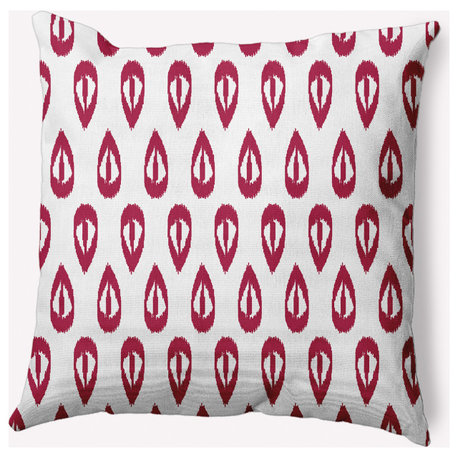 20" x 20" Ikat Tears Indoor/Outdoor Polyester Throw Pillow, Cranberry