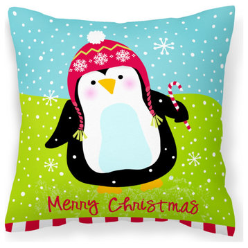 Merry Christmas Happy Penguin Fabric Decorative Pillow Vha3015Pw1414