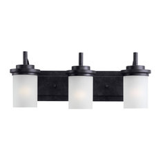 Black Bathroom Vanity Lights | Houzz - Sea Gull Lighting - 3-Light Winnetka Bath Sconce, Blacksmith - Bathroom Vanity  Lighting