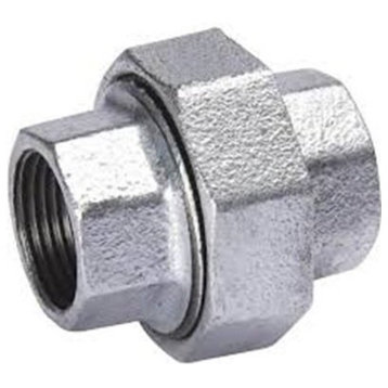 1-1/4" Galvanized Malleable Iron Straight Union, Female Threaded Connects