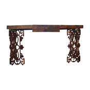 The Piety Office Desk Made Reclaimed Wood and Wrought Iron