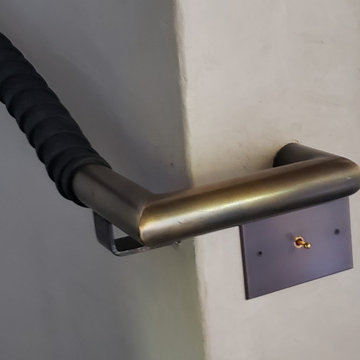 Black Leather Wrapped Brass Handrail