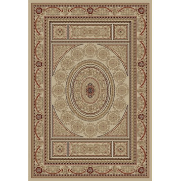 Concord Global Jewel 4412 Aubusson Rug 5'3" Round Ivory Rug