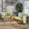 GDF Studio 5-Piece Uniese Indoor Farmhouse Chat Set With Green Cushions