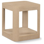 Meridian Furniture - Reeves Table, Black, Coffee Table, Natural, End Table - Bring home the Reeves Natural End Table to give your room a fresh new look. This art deco end table features a sleek design with rounded corners and a bottom shelf ideal for storing items you use most handily nearby. Oak veneer and solid wood with MDF construction give the table a sturdy demeanor, so it holds up to use by your busy family. A chic natural finish and natural wood grain variation ensure that this end table blends nicely with existing decor in your modern home.