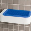 Stylish Wall Mounted Soap Dish, White/Transparent Blue