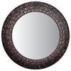Round Mosaic Wall Mirror, Eggplant Purple and Copper, Handmade
