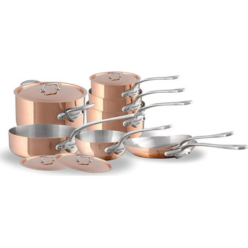 Mauviel M'150 S Copper 12-Piece Cookware Set, Cast Stainless Steel Handles