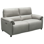 Abbyson - Lily Leather Power Reclining Loveseat With Power Headrests, Gray - Bring your design dreams to life with the contemporary Lily Leather Power RecliningLoveseat with Power Headrests.This collection features beautiful top grain leather upholstery, 2.2 foam density cushioning, and a USB port on each reclining panel for premium comfort. Complete your set with the LilySofa and Recliner.