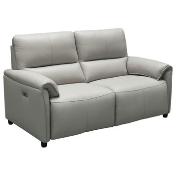 Lily Leather Power Reclining Loveseat With Power Headrests, Gray