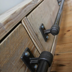 Sorrenti Reclaimed Scaffolding Board and Dark Steel Pipe 3 sided Industrial Open - Wardrobe Storage Solutions