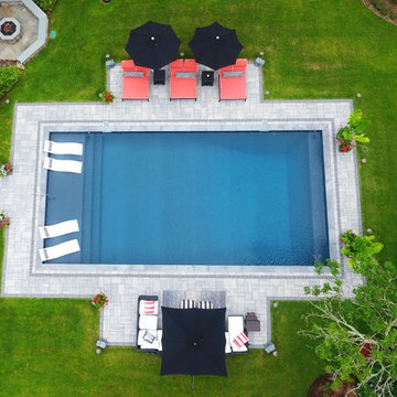 Rectangular Pool with In-water Chaises - Long Island, NY