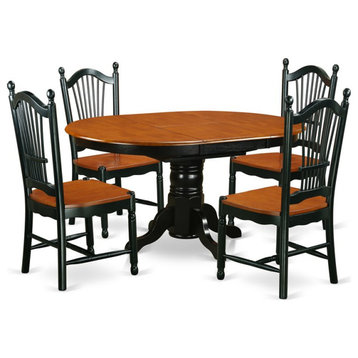 East West Furniture Kenley 5-piece Wood Dining Table Set in Black/Cherry