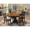East West Furniture Avon 5-piece Wood Chairs and Dining Table in Black/Cherry