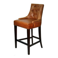 Nailhead Leather Bar Stools and Counter Stools | Houzz - ARTeFAC - Tufted-Back Leather Stool, Antique Brown Leather, Counter Seat -  Bar