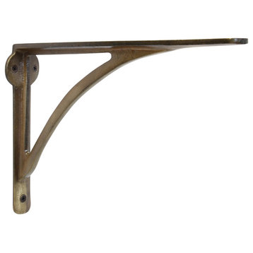 Iron Shelf Bracket, Antique Brass, Large