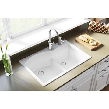ELGH3322RWH0 Quartz Classic 33" x 22" Drop-in Sink with Aqua Divide, White