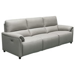 Abbyson - Lily Leather Power Reclining Sofa With Power Headrests, Gray - Bring your design dreams to life with the contemporary Lily Leather Power Reclining Sofa with Power Headrests.This collection features beautiful top grain leather upholstery, 2.2 foam density cushioning, and a USB port on each reclining panel for premium comfort. Complete your set with the Lily Loveseat and Recliner.