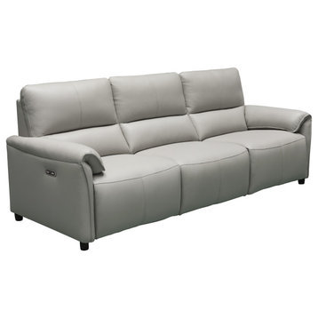 Lily Leather Power Reclining Sofa With Power Headrests, Gray