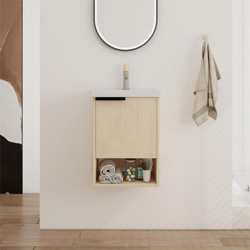 BNK Compact Wall-Mounted Bathroom Cabinet, Ideal for Small Spaces, 16 Inch