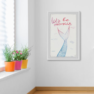 "Let's Be Mermaids III" Framed Painting Print