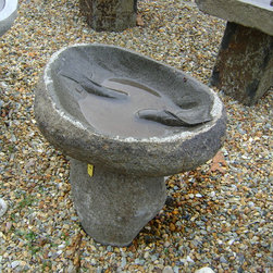 2 Fish Natural Stone Birdbath - Bird Baths