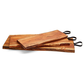 Two's Company 53220 3-Piece Set Serving Boards With Iron Handle