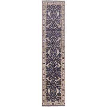 3'x12' Oushak Hand Knotted Wool Oriental Runner Rug, Q1129
