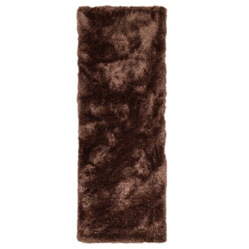 Well Woven Feather Liza Modern Solid Soft Plush Taupe Runner Rug 2'7"x7'3"