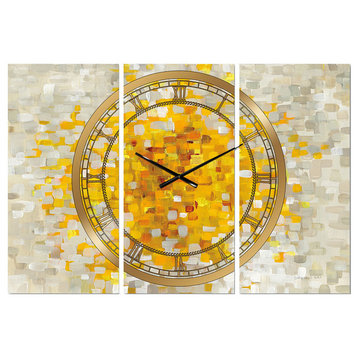 Glam Yellow Explosion Blocks Glam 3 Panels Metal Clock