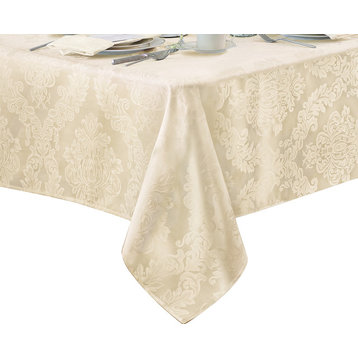 Barcelona Damask Solid Fabric Tablecloth, Antique, 52"x52"