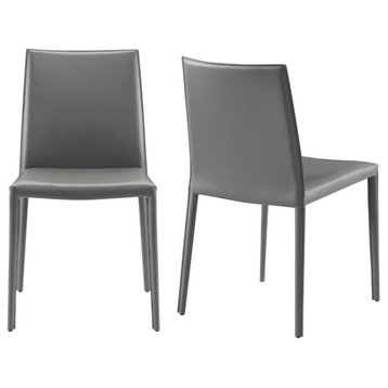 Elite Living Prima, Set of 2, Mid-Century Modern Dining Chair, Gray