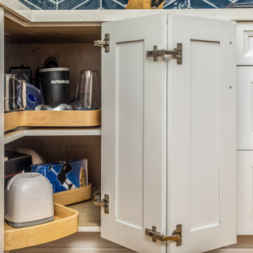 Open Corner Cabinet with Lazy Susan In San Marcos Kitchen Remodel