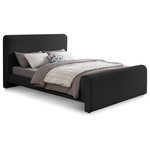 Meridian Furniture - Stylus Black Boucle Fabric Full Bed, Black, Queen - Make this Stylus boucle fabric bed the focal point of your new bedroom makeover. This lovely bed features an uber modern look with its curved headboard and footboard and its all-over neutral color. Black boucle upholstery adds a softness to this contemporary design while feeling gentle and welcoming to the skin while you watch TV or read in bed. A sturdy frame adds resilience and long life to the bed's construction for continued enjoyment and performance.