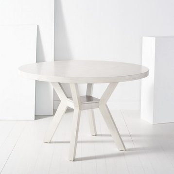 Safavieh Couture Luis Round Wood Dining Table, White Wash