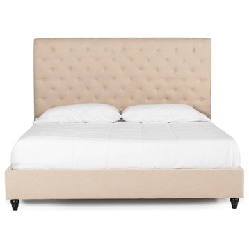 Maggie Beige Fabric Bed, King