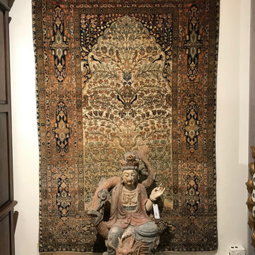 Antique Mohtasham Kashan Tree of Life Rug