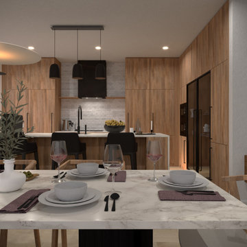 Spacious kitchen: open-plan space