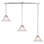 Vaxcel - Da Vinci 3-Light Linear Mini Pendant Brushed Nickel - A simple yet sophisticated design is fitting in the collection named Da Vinci. This fixture is finished in brushed nickel and has white alabaster glass shades. It is the perfect addition to any space in your home. Customize each pendant independently to your desired height with the included down rods.