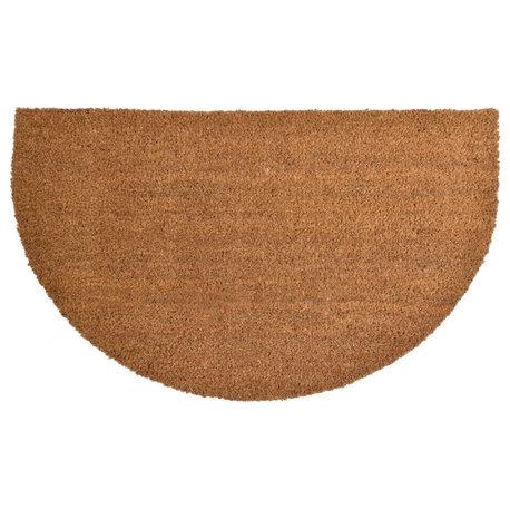 Sheltered Half Round Front Door Mat Natural Braided Coir Coco Rubber Rug 30x18