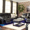 Mahon Sofa and Loveseat Led Reclining Living Room, Black Faux Leather