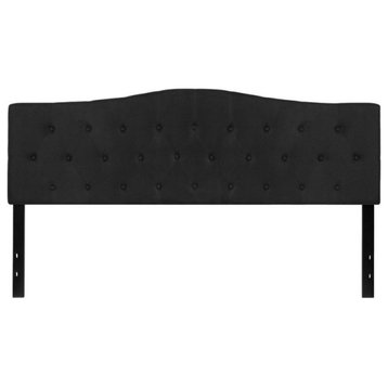 Cambridge Tufted Upholstered King Size Headboard, Black Fabric