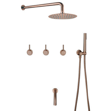 Fontana Rivera Solid Brass Wall Mount Triple Mixer Bathroom Shower Set