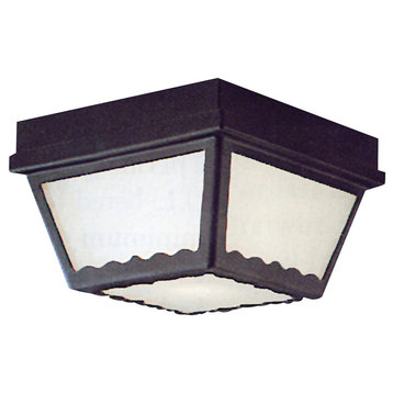 Essentials 2-Light Ceiling Lamp, Black With White Plastic Diffuser