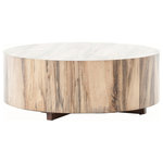 Four Hands Furniture - Wesson Hudson Round Coffee Table - Stunning forces of nature are captured in a coffee table. Spalted primavera wood is hand-shaped into a simple cylindrical silhouette and placed over an oxidized iron base.