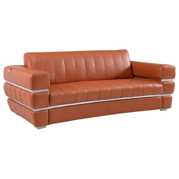 Ferrara Genuine Italian Leather Modern Sofa, Camel