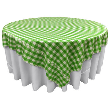 LA Linen Square Gingham Checkered Tablecloth, White and Lime, 72"x72"