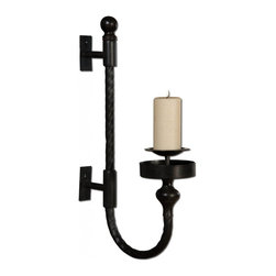 www.essentialsinside.com: garvin twist, candle wall sconce, aged black metal - Candleholders