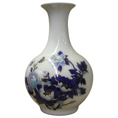 Chinese White Base Porcelain Flowers Vase cs2553S Chinese White Base Porcelain Flowers Vase cs2553S